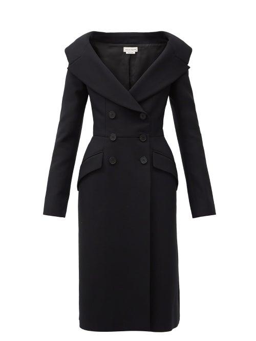 Matchesfashion.com Alexander Mcqueen - Off-the-shoulder Double-breasted Dress - Womens - Black