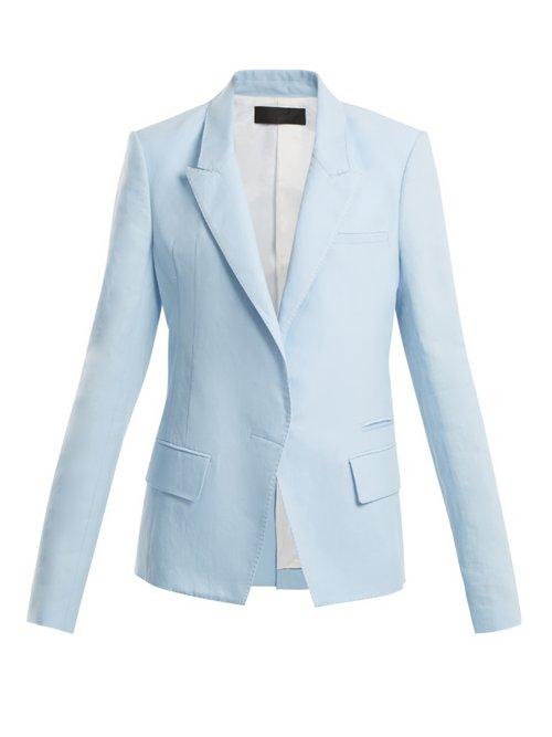 Matchesfashion.com Haider Ackermann - Peak Lapel Cotton Blend Blazer - Womens - Light Blue