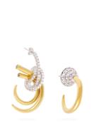 Matchesfashion.com Ryan Storer - Mismatched Crystal Embellished Earrings - Womens - Gold
