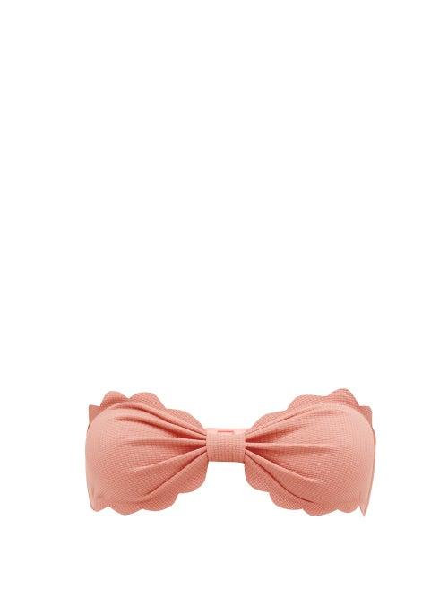 Matchesfashion.com Marysia - Antibes Scalloped-edge Bandeau Bikini Top - Womens - Pink