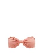 Matchesfashion.com Marysia - Antibes Scalloped-edge Bandeau Bikini Top - Womens - Pink