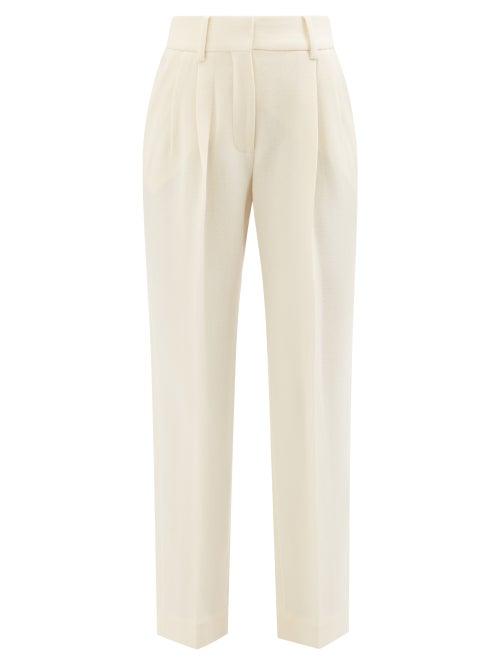 Blaz Milano - Resolute Pleated Wool-crepe Slim-leg Trousers - Womens - Cream