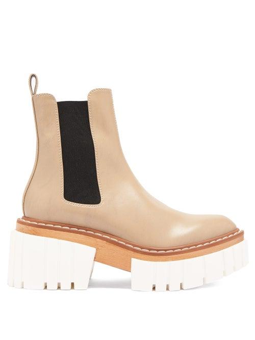 Matchesfashion.com Stella Mccartney - Emilie Faux-leather Platform Chelsea Boots - Womens - Beige
