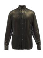 Tom Ford - Pleated Silk-lam Shirt - Mens - Black Multi