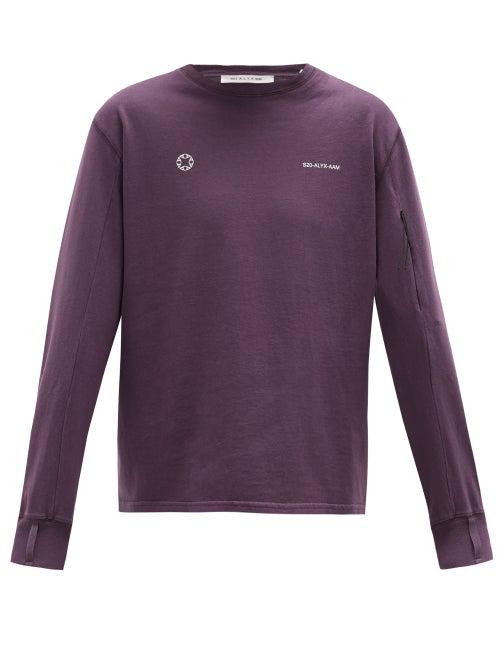 Matchesfashion.com 1017 Alyx 9sm - Logo-print Cotton-jersey Long-sleeved T-shirt - Mens - Purple
