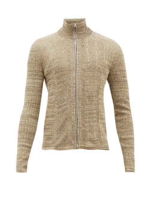 Matchesfashion.com Wales Bonner - Trinidad Ribbed-cotton Zip-through Sweater - Mens - Brown