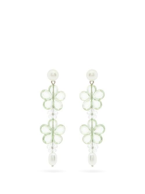 Matchesfashion.com Shrimps - Harriet Flower-bead Drop Earrings - Womens - Green