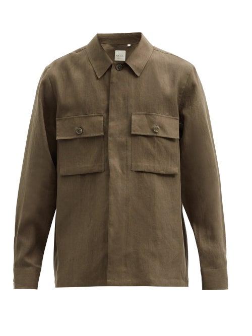 Matchesfashion.com Paul Smith - Artist Striped-yoke Linen-poplin Shirt - Mens - Khaki