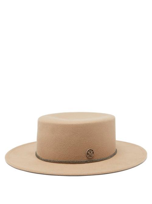 Maison Michel - Kiki Beaded Wool-felt Hat - Womens - Beige