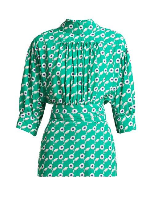 Matchesfashion.com Marni - Freedom Daisy Print Poplin Blouse - Womens - Green Print