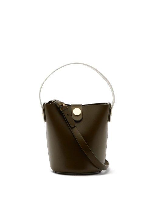 Matchesfashion.com Sophie Hulme - Nano Swing Leather Bucket Bag - Womens - Khaki White