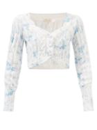 Loveshackfancy - Bishop Tie-dyed Cropped Cotton Cardigan - Womens - Blue White