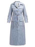 Matchesfashion.com Giuliva Heritage Collection - The Mary Angel Tie Waist Linen Dress - Womens - Light Blue