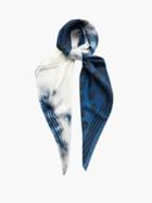 Alexander Mcqueen - Faded Skull-print Silk-faille Scarf - Womens - Navy White