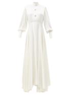 Matchesfashion.com Christopher Kane - Pearl-button High-neck Satin Gown - Womens - White