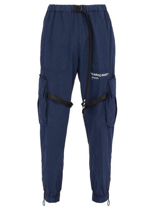 Matchesfashion.com Off-white - Parachute Cotton Blend Cargo Trousers - Mens - Navy