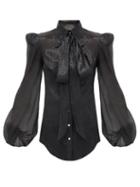 Matchesfashion.com The Vampire's Wife - The Belle Metallic Silk-blend Blouse - Womens - Black