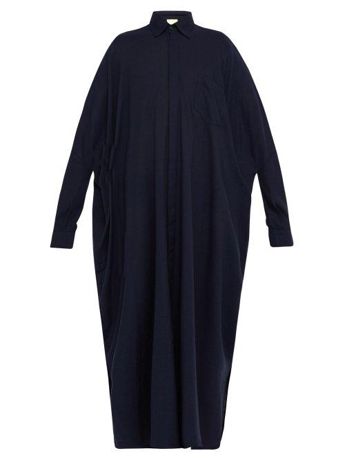 Matchesfashion.com Marrakshi Life - Cotton Blend Longline Shirt - Mens - Navy