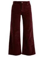 Matchesfashion.com Eve Denim - Charlotte High Rise Wide Leg Corduroy Trousers - Womens - Burgundy