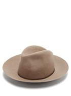 Matchesfashion.com Isabel Marant - Kinly Leather-trimmed Wool-felt Fedora Hat - Womens - Beige