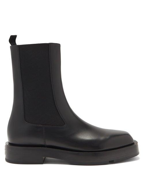 Ladies Shoes Givenchy - Logo-plaque Leather Chelsea Boots - Womens - Black