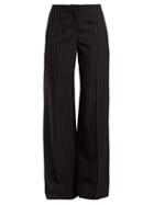Matchesfashion.com Alexander Mcqueen - Pinstripe Wool Blend Trousers - Womens - Black