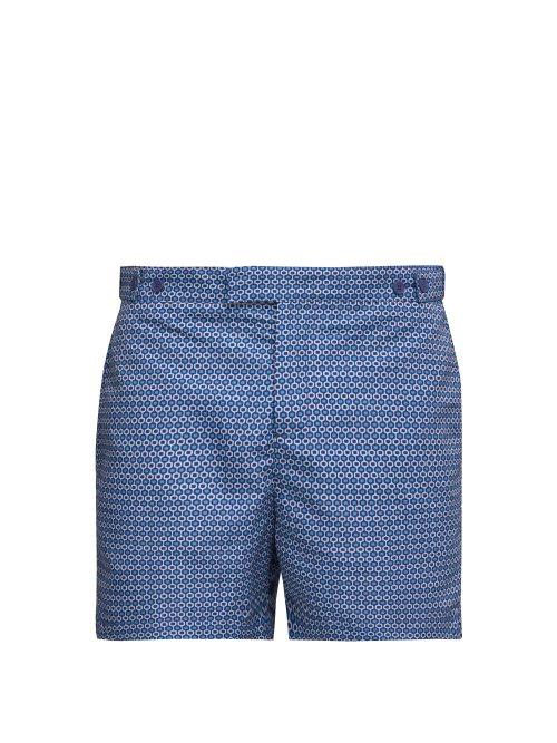 Matchesfashion.com Frescobol Carioca - Ipanema Print Tailored Swim Shorts - Mens - Navy