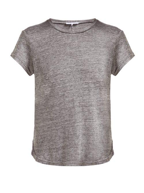 Matchesfashion.com Frame - Slubbed Linen Jersey Crew Neck T Shirt - Womens - Grey