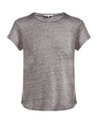 Matchesfashion.com Frame - Slubbed Linen Jersey Crew Neck T Shirt - Womens - Grey