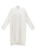 Eskandar - Geometric-jacquard Silk Midi Dress - Womens - Ivory