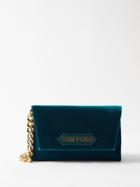 Tom Ford - Logo-patch Mini Velvet Clutch Bag - Womens - Blue