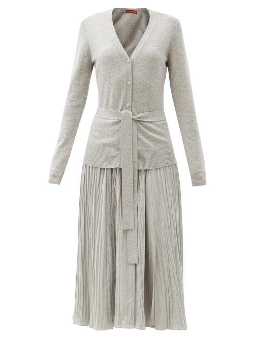 Matchesfashion.com Altuzarra - Manuel Tie-waist Mlange Cardigan Dress - Womens - Grey