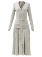 Matchesfashion.com Altuzarra - Manuel Tie-waist Mlange Cardigan Dress - Womens - Grey