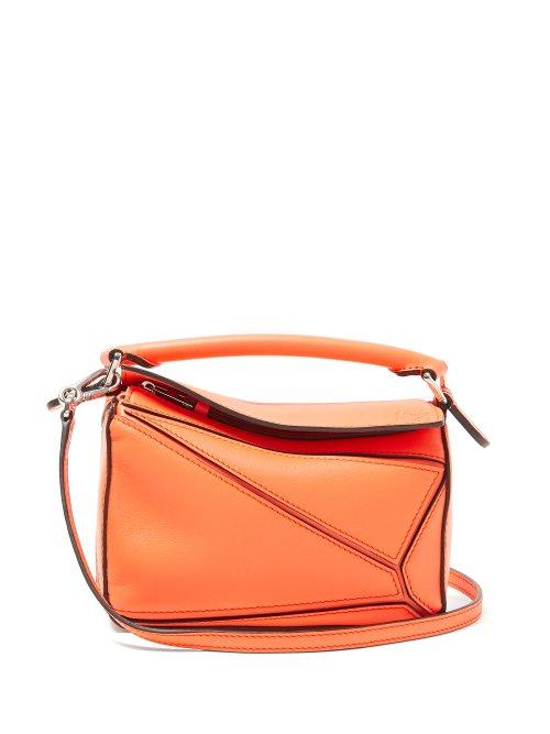 Matchesfashion.com Loewe - Puzzle Mini Grained Leather Cross Body Bag - Womens - Orange