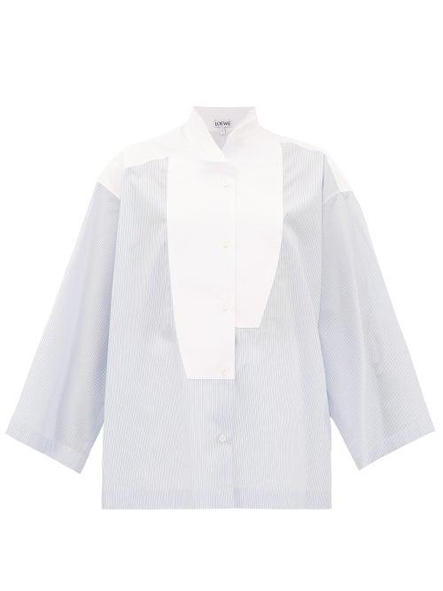 Matchesfashion.com Loewe - Oversized Striped Cotton-poplin Shirt - Womens - Light Blue