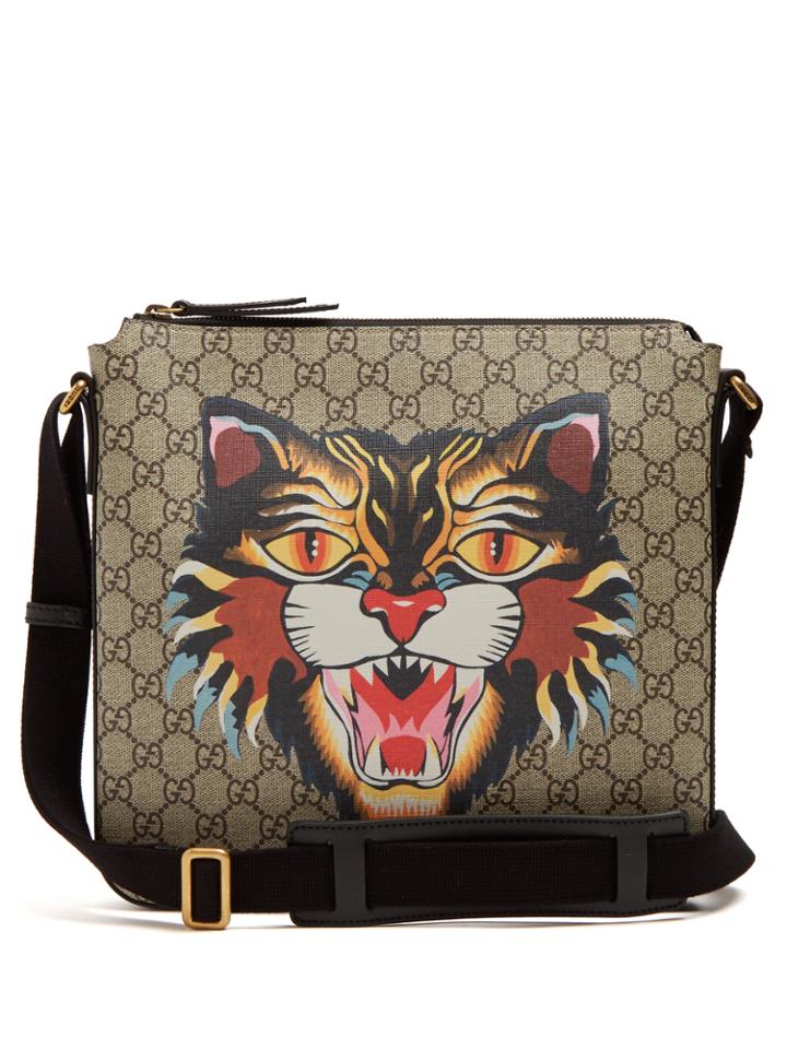 Gucci Angry Cat-print Gg Supreme Messenger Bag