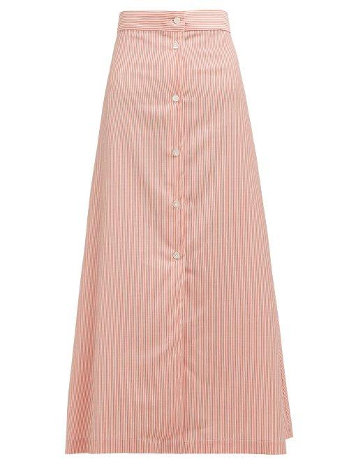 Matchesfashion.com Giuliva Heritage Collection - The Camelia Striped Wool Midi Skirt - Womens - Red Multi