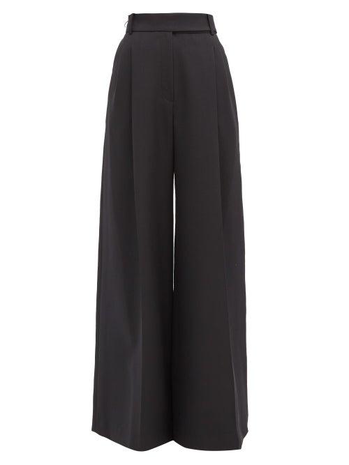Matchesfashion.com Alexandre Vauthier - Crystal-trim Wool Wide-leg Trousers - Womens - Black