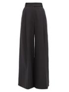 Matchesfashion.com Alexandre Vauthier - Crystal-trim Wool Wide-leg Trousers - Womens - Black