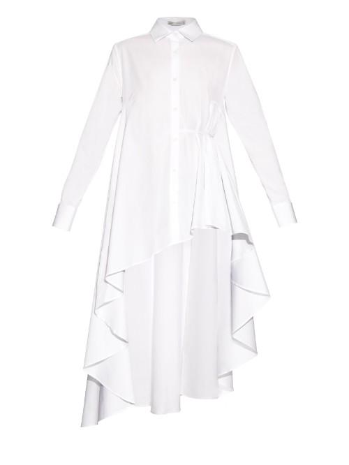 Palmer/harding Asymmetric Waterfall-hem Cotton-poplin Shirt