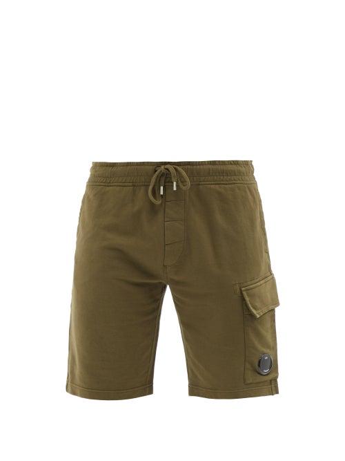 C.p. Company - Lens-pocket Cotton-jersey Shorts - Mens - Green