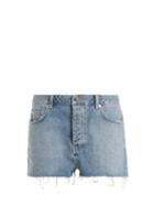 Matchesfashion.com Raey - Hawaii Raw Cut Distressed Denim Shorts - Womens - Light Blue