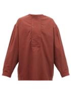 Matchesfashion.com E. Tautz - Collarless Cotton Shirt - Mens - Red