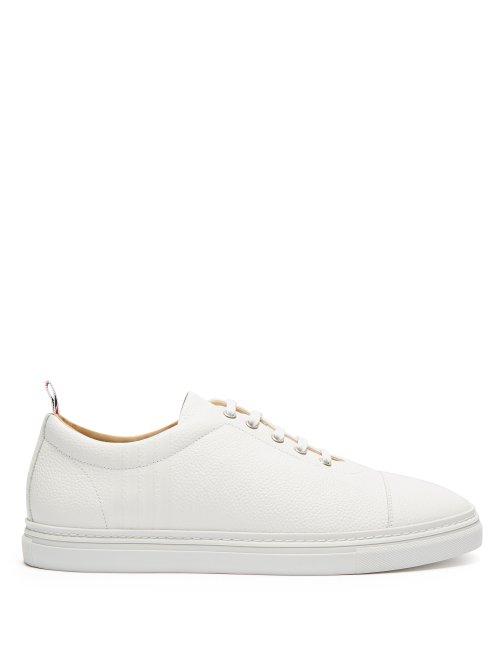 Matchesfashion.com Thom Browne - Tricolour Tab Low Top Leather Trainers - Mens - White