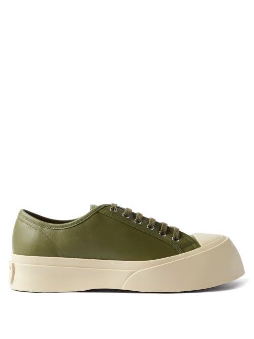 Marni - Pablo Faux-leather Trainers - Mens - Green White
