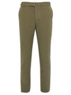 Matchesfashion.com Officine Gnrale - Paul Straight Leg Cotton And Linen Blend Trousers - Mens - Green