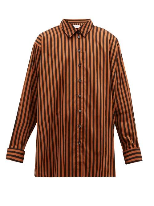 Matchesfashion.com Marques'almeida - Oversized Striped Cotton Shirt - Mens - Black Brown