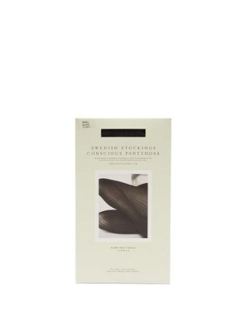 Ladies Lingerie Swedish Stockings - Alma Ribbed 70-denier Tights - Womens - Black