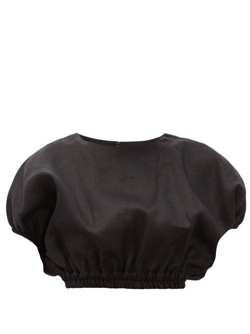 Matchesfashion.com Matteau - Puffed Linen-blend Blouse - Womens - Black