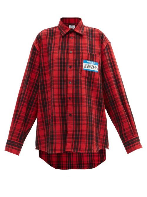 Vetements - My Name Is Vetements Cotton-blend Flannel Shirt - Womens - Red Multi
